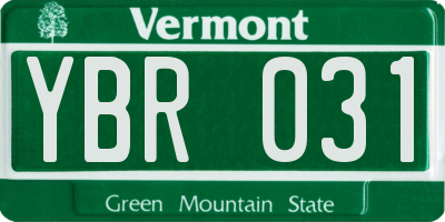 VT license plate YBR031