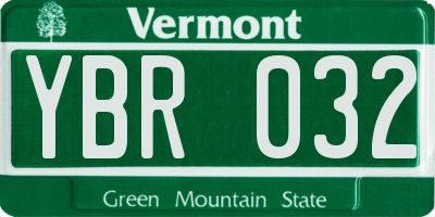 VT license plate YBR032