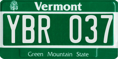 VT license plate YBR037