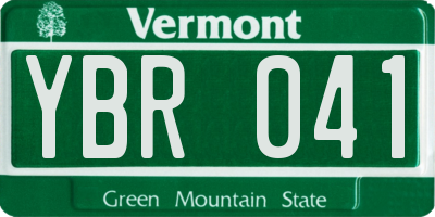 VT license plate YBR041