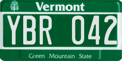 VT license plate YBR042