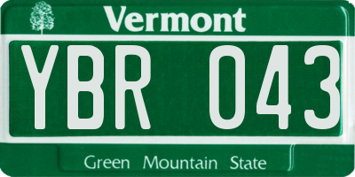 VT license plate YBR043