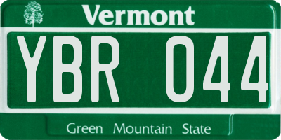 VT license plate YBR044