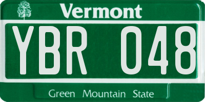 VT license plate YBR048
