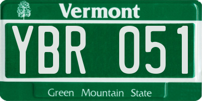 VT license plate YBR051