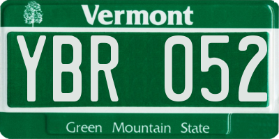 VT license plate YBR052
