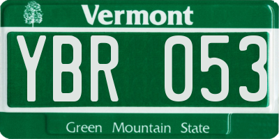 VT license plate YBR053