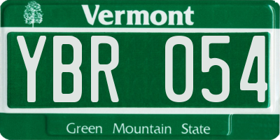 VT license plate YBR054