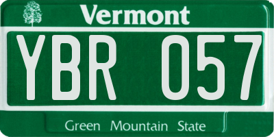 VT license plate YBR057