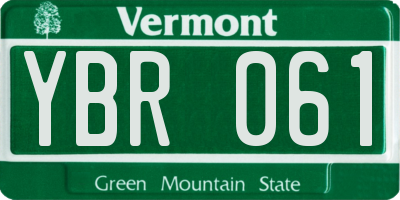VT license plate YBR061