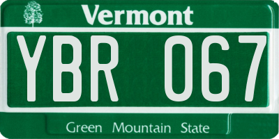 VT license plate YBR067