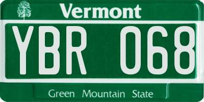 VT license plate YBR068