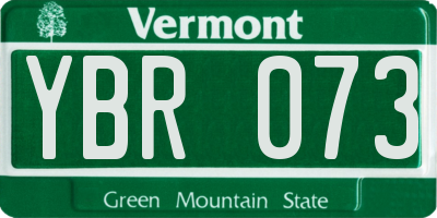 VT license plate YBR073