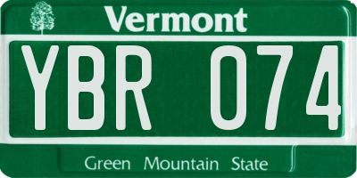 VT license plate YBR074