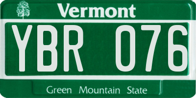 VT license plate YBR076