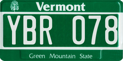 VT license plate YBR078