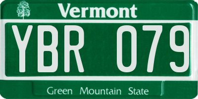 VT license plate YBR079