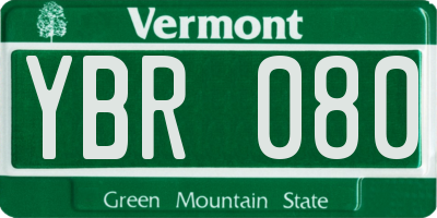 VT license plate YBR080