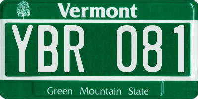 VT license plate YBR081