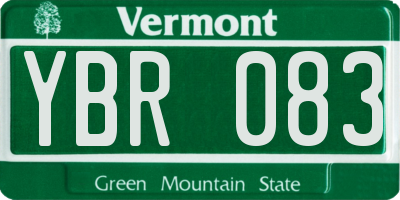 VT license plate YBR083