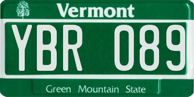 VT license plate YBR089