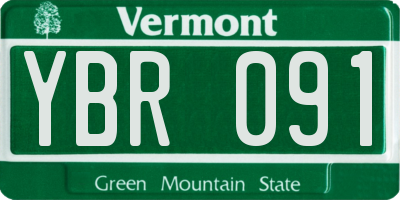 VT license plate YBR091