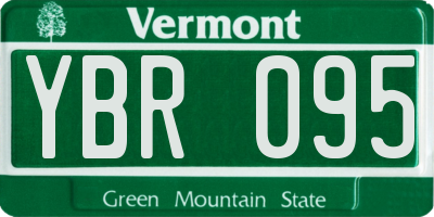 VT license plate YBR095