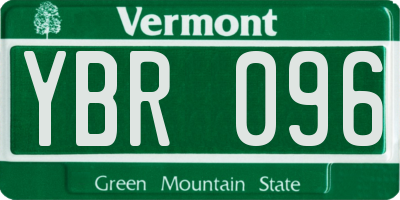 VT license plate YBR096