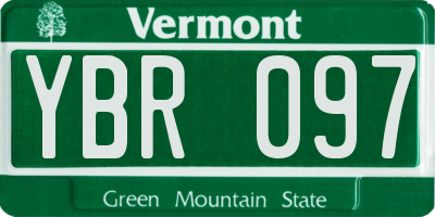 VT license plate YBR097