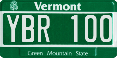 VT license plate YBR100
