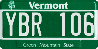 VT license plate YBR106