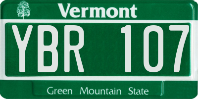 VT license plate YBR107