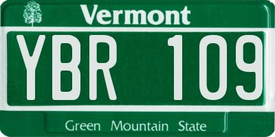 VT license plate YBR109