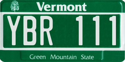 VT license plate YBR111