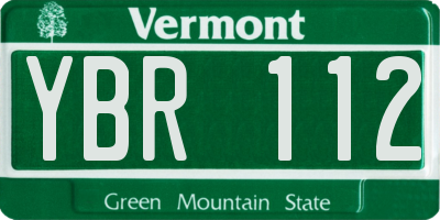 VT license plate YBR112
