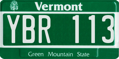 VT license plate YBR113