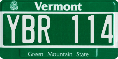 VT license plate YBR114