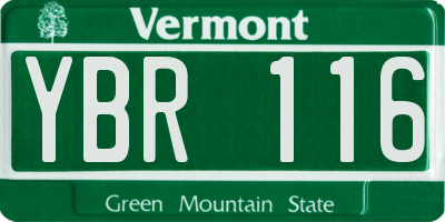 VT license plate YBR116
