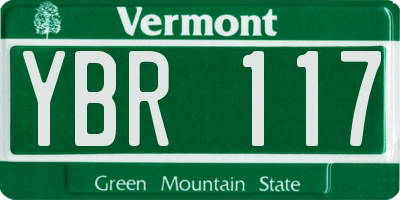 VT license plate YBR117
