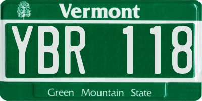 VT license plate YBR118