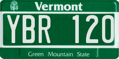 VT license plate YBR120