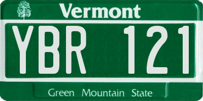 VT license plate YBR121