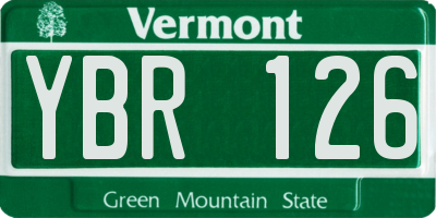 VT license plate YBR126