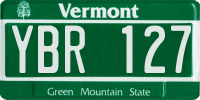 VT license plate YBR127