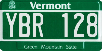 VT license plate YBR128
