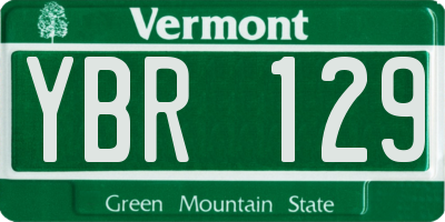 VT license plate YBR129