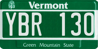 VT license plate YBR130