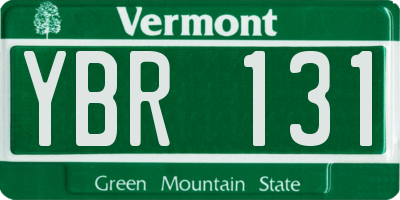 VT license plate YBR131