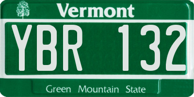 VT license plate YBR132