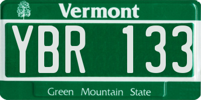 VT license plate YBR133
